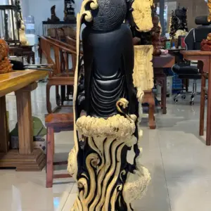 Tượng Đạt Ma Gỗ Nu Mun Cao 121cm