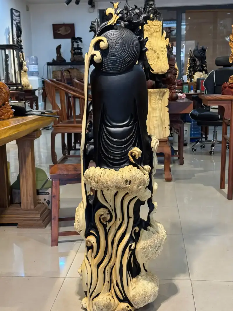Tượng Đạt Ma Gỗ Nu Mun Cao 121cm