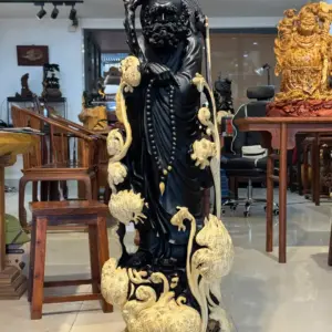 Tượng Đạt Ma Gỗ Nu Mun Cao 121cm
