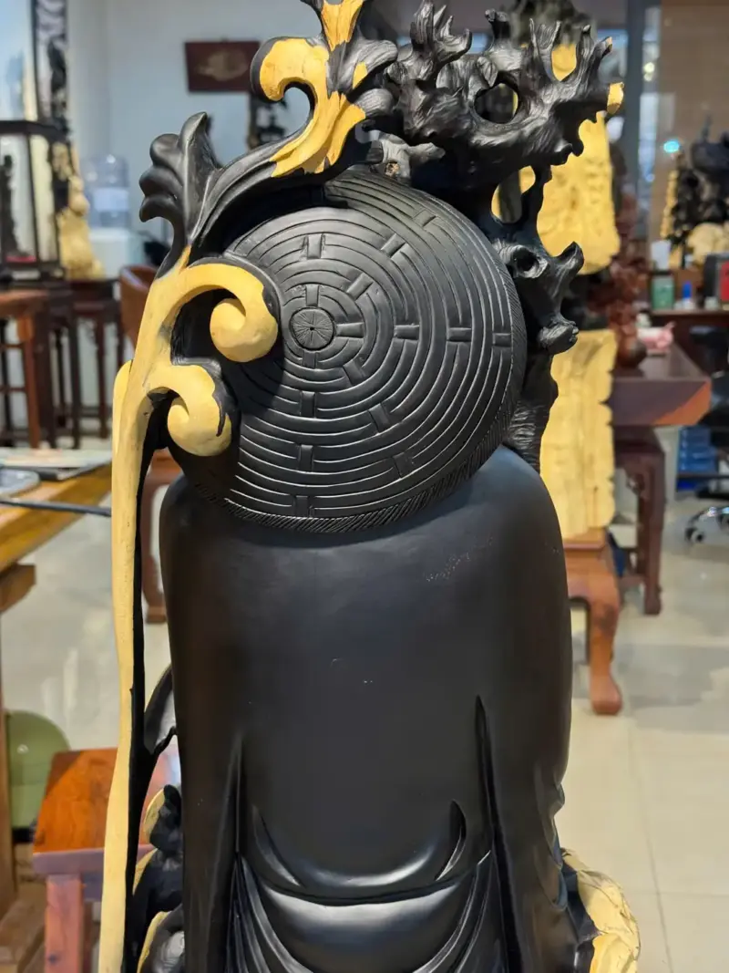 Tượng Đạt Ma Gỗ Nu Mun Cao 121cm