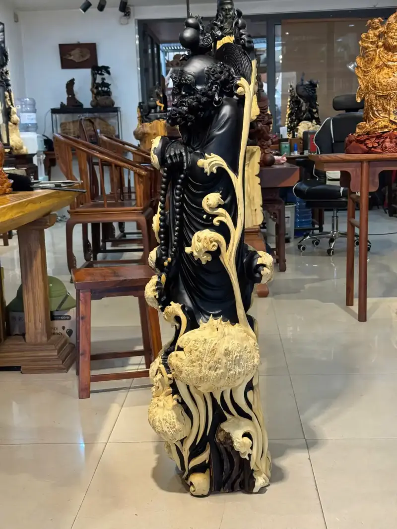 Tượng Đạt Ma Gỗ Nu Mun Cao 121cm