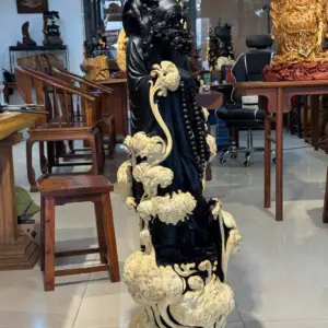 Tượng Đạt Ma Gỗ Nu Mun Cao 121cm