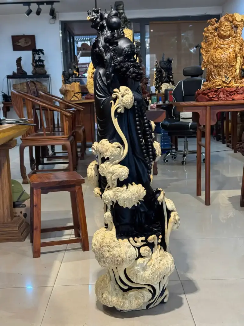 Tượng Đạt Ma Gỗ Nu Mun Cao 121cm