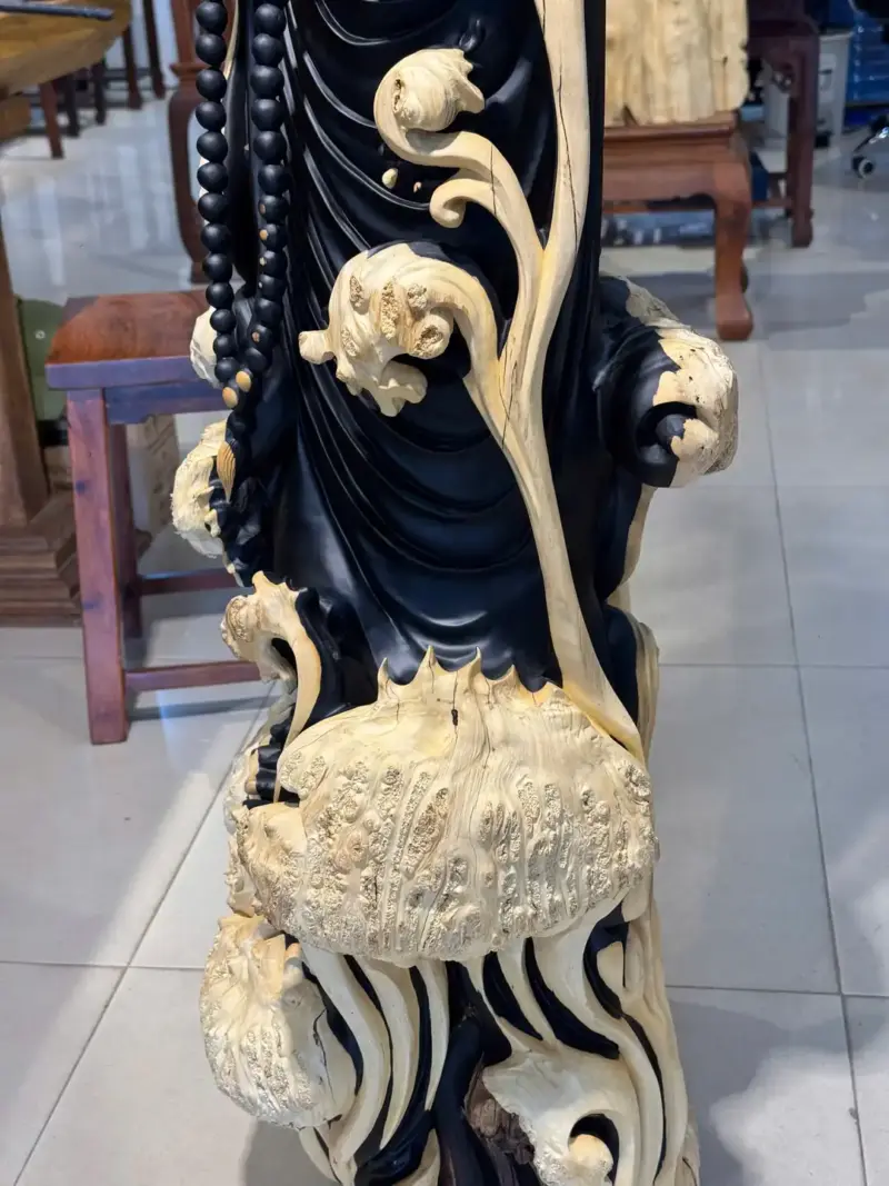 Tượng Đạt Ma Gỗ Nu Mun Cao 121cm