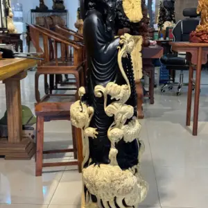Tượng Đạt Ma Gỗ Nu Mun Cao 121cm