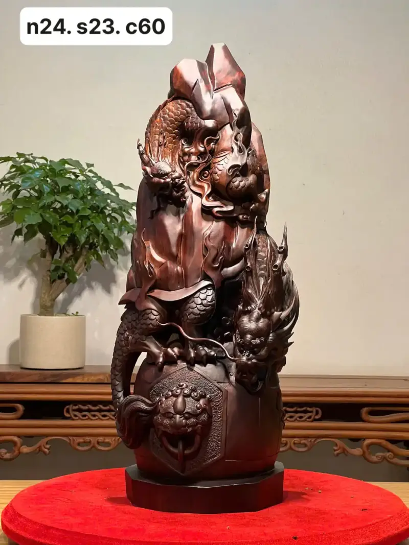 Tượng Huyền Vũ Gỗ Trắc Cao 60cm