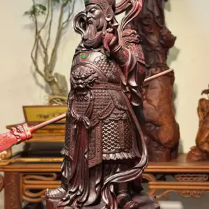 Tượng Quan Công Gỗ Tử Đàn Ấn Cao 50cm