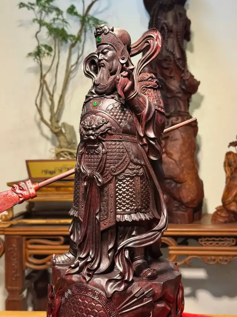 Tượng Quan Công Gỗ Tử Đàn Ấn Cao 50cm