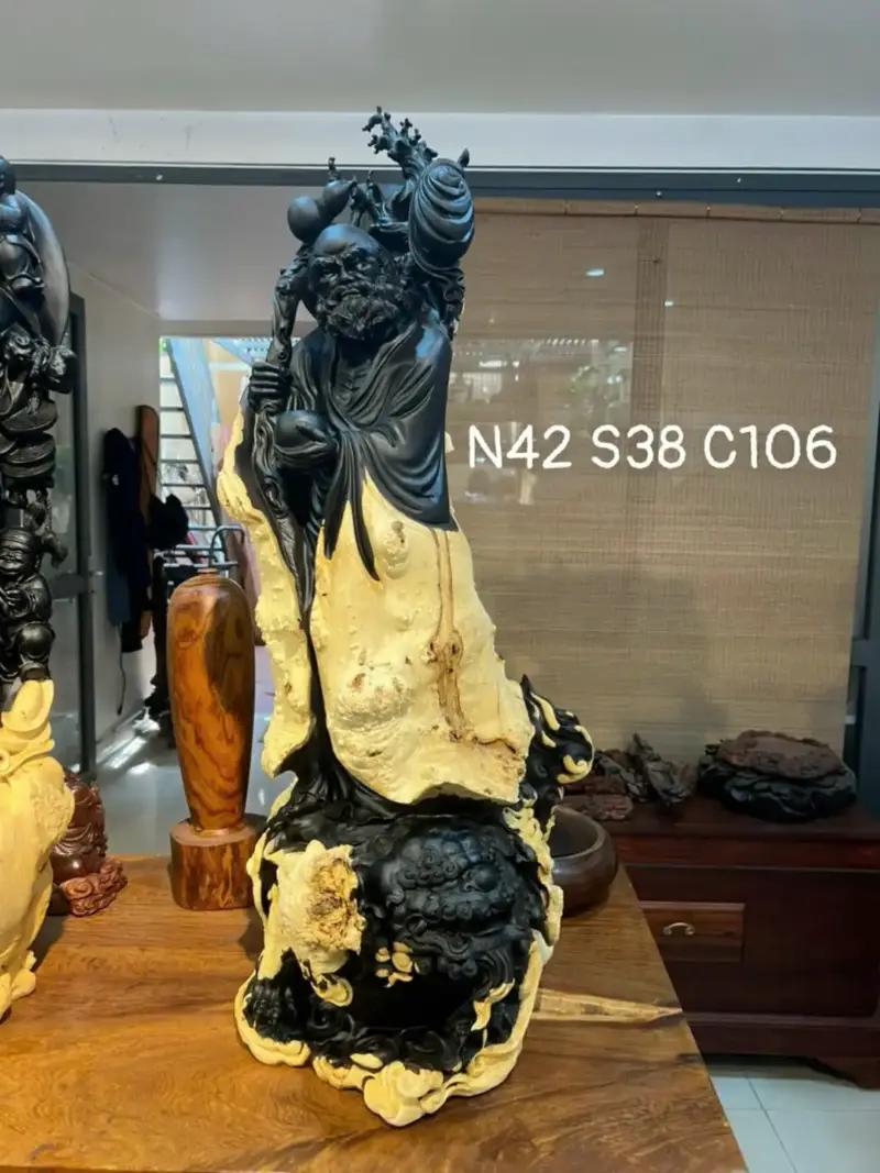Tượng Đạt Ma Gỗ Nu Mun Cao 106cm