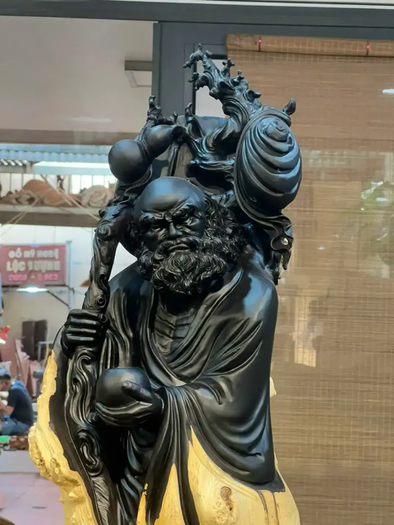 Tượng Đạt Ma Gỗ Nu Mun Cao 106cm