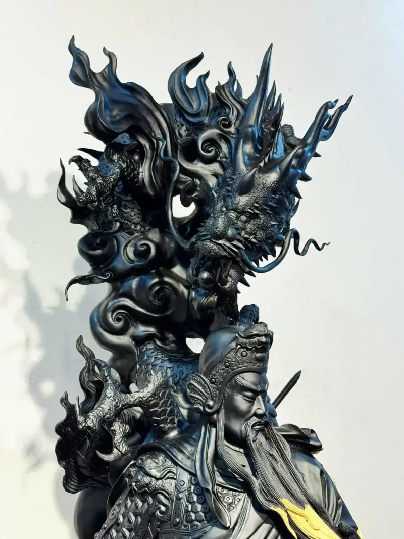 Tượng Quan Công Gỗ Nu Mun Cao 116cm