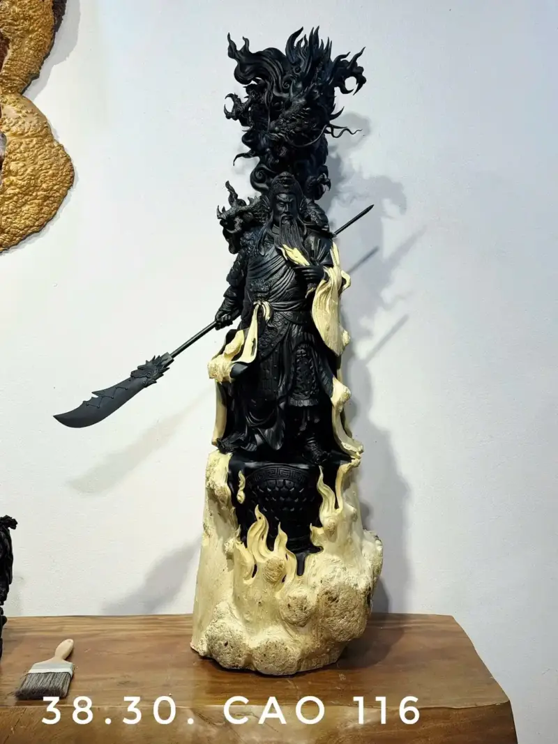 Tượng Quan Công Gỗ Nu Mun Cao 116cm