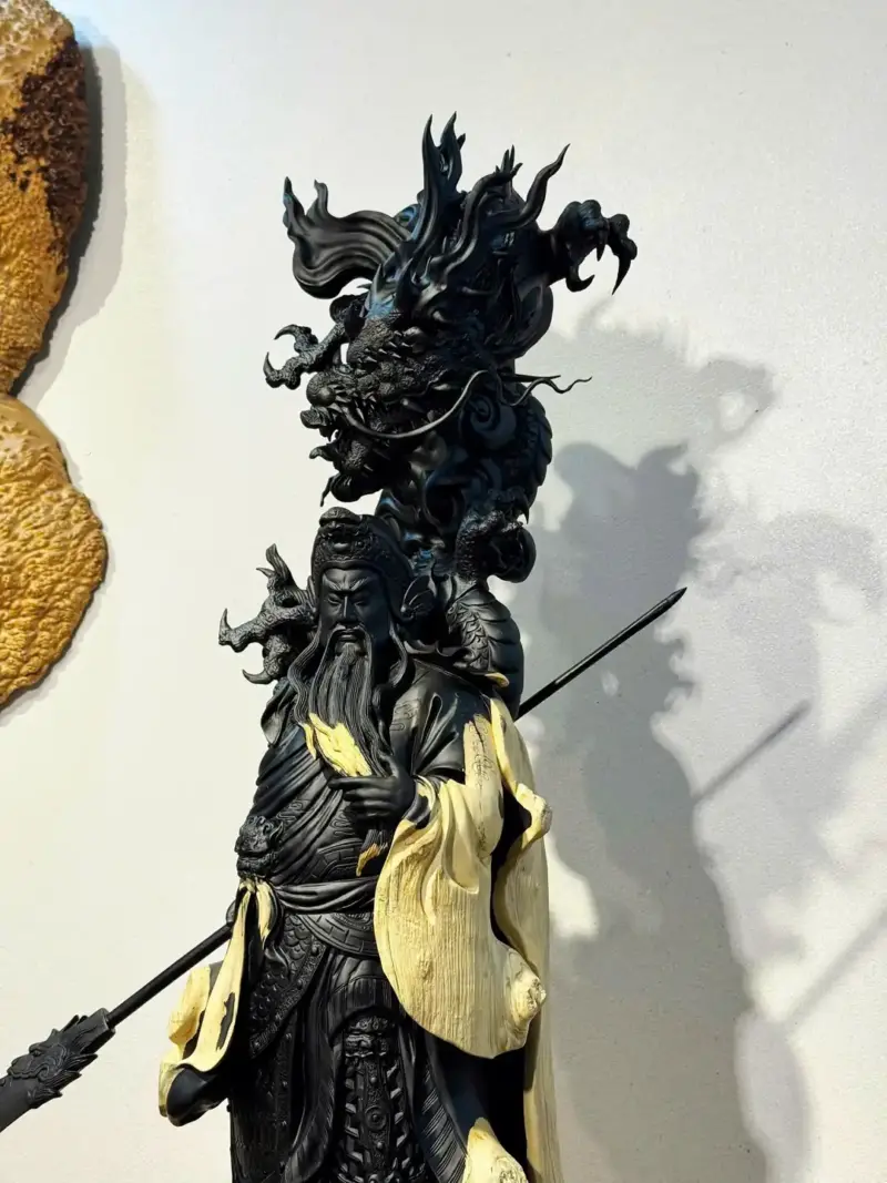 Tượng Quan Công Gỗ Nu Mun Cao 116cm