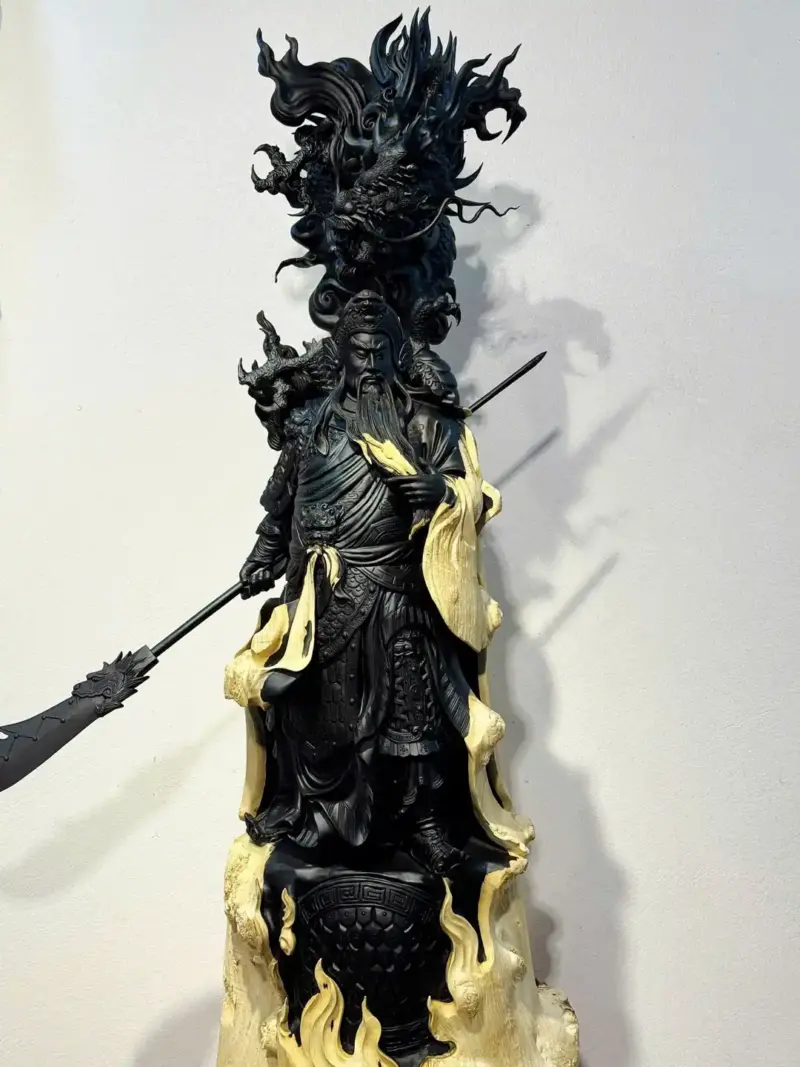 Tượng Quan Công Gỗ Nu Mun Cao 116cm