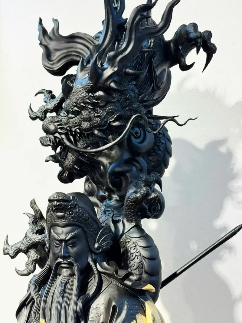 Tượng Quan Công Gỗ Nu Mun Cao 116cm