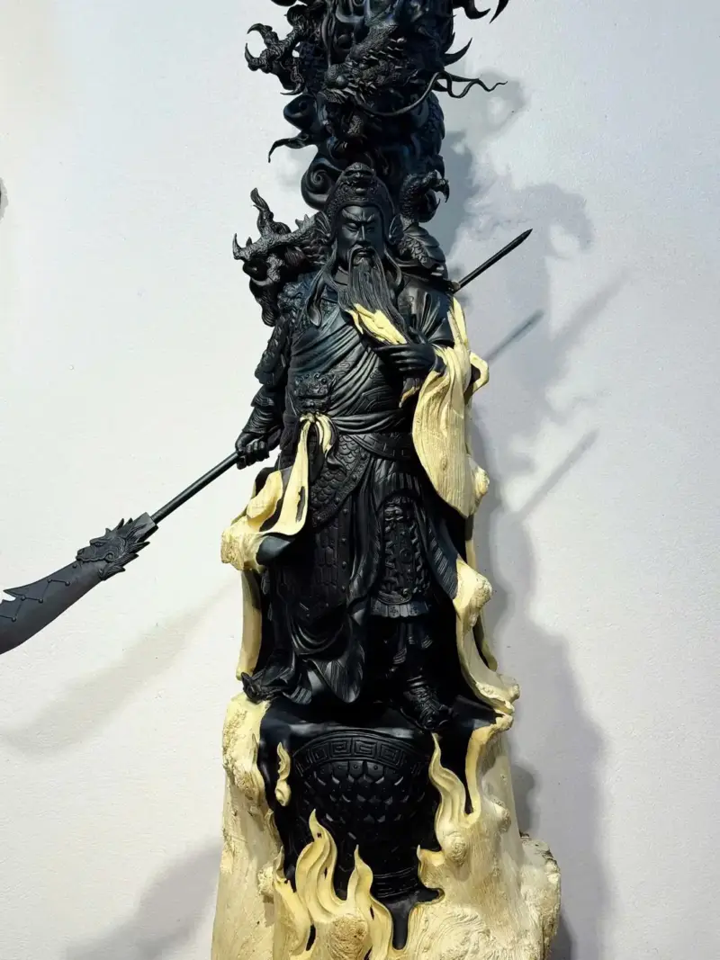 Tượng Quan Công Gỗ Nu Mun Cao 116cm