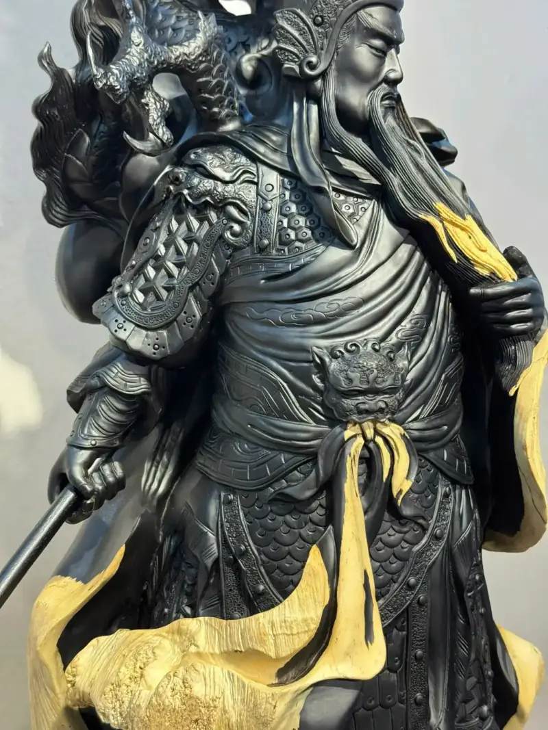 Tượng Quan Công Gỗ Nu Mun Cao 116cm