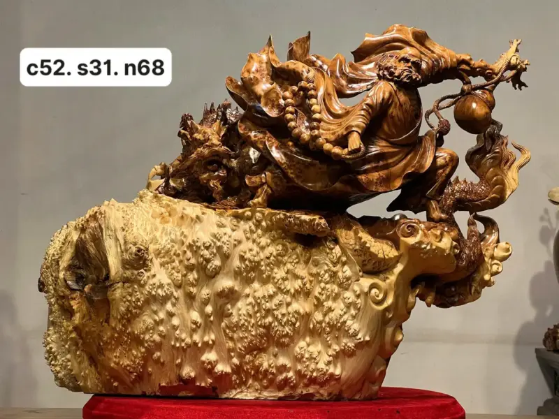 Tượng Đạt Ma Gỗ Nu Ngọc Am Cao 52cm