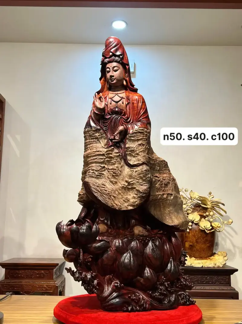 Tượng Phật Bà Gỗ Sụn Cẩm Cao 100cm