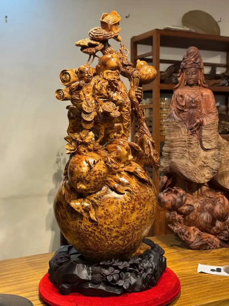 Tượng Ông Thọ Gỗ Nu Ngọc Am Cao 103cm