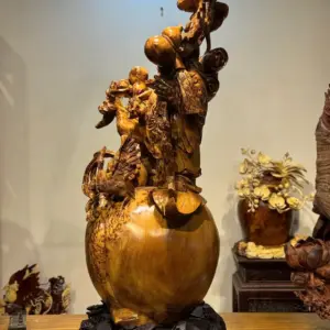 Tượng Ông Thọ Gỗ Nu Ngọc Am Cao 103cm