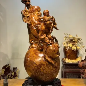 Tượng Ông Thọ Gỗ Nu Ngọc Am Cao 103cm