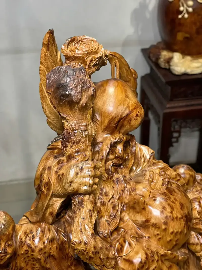 Tượng Ông Thọ Gỗ Nu Ngọc Am Cao 56cm