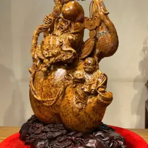 Tượng Ông Thọ Gỗ Nu Ngọc Am Cao 56cm