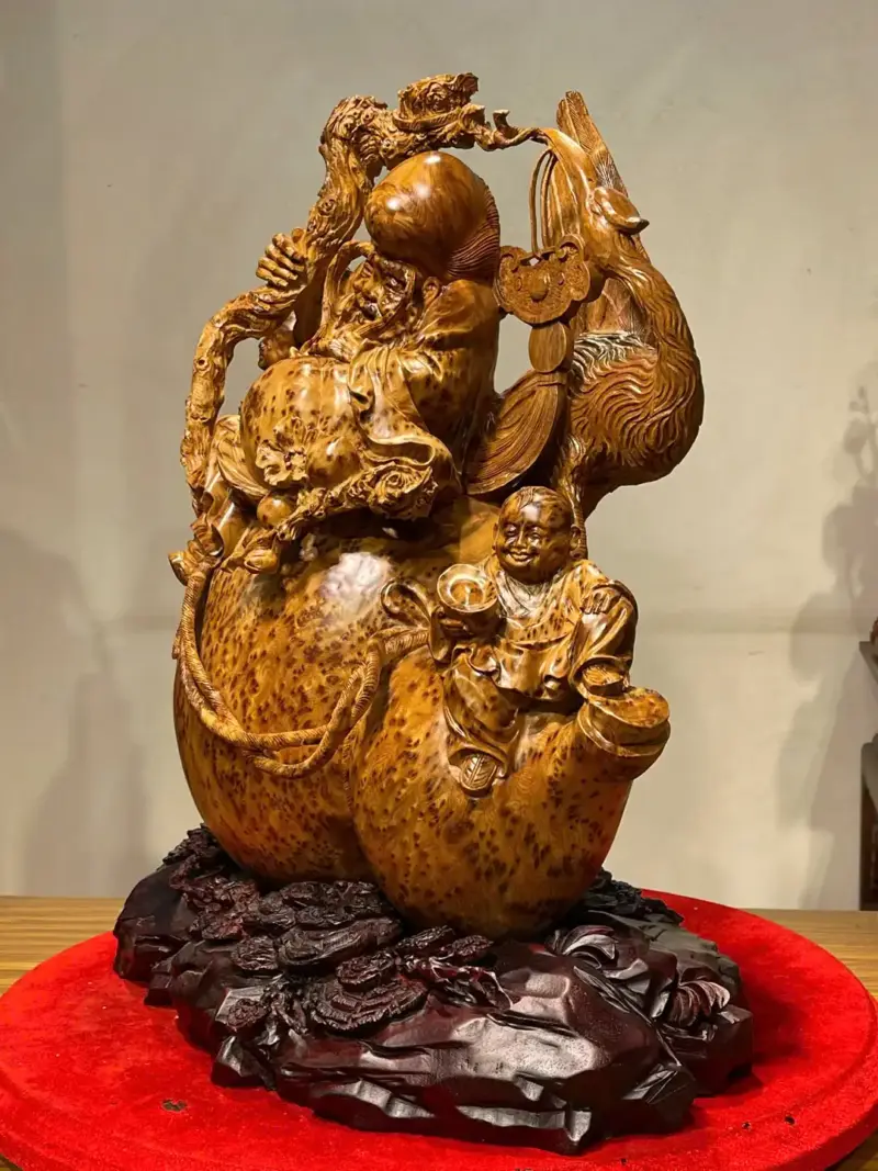 Tượng Ông Thọ Gỗ Nu Ngọc Am Cao 56cm