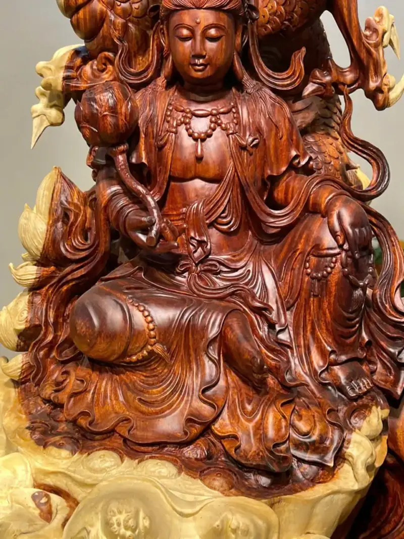 Tượng Phật Gỗ Nu Tử Đàn Cao 107cm