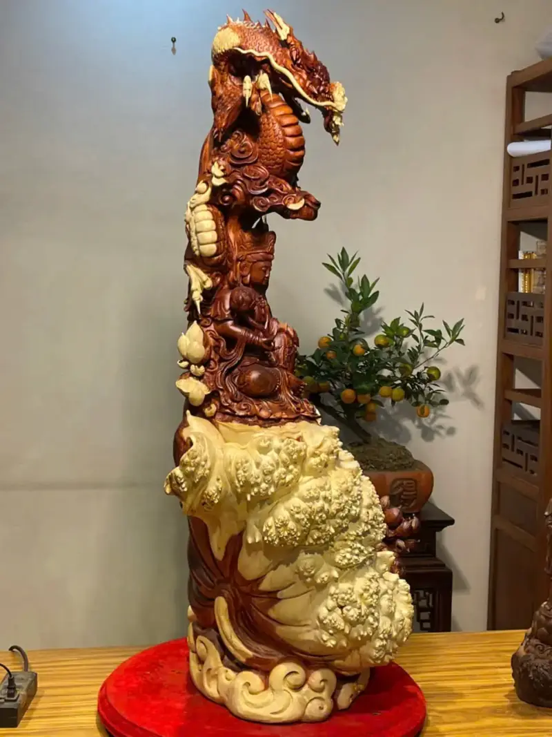 Tượng Phật Gỗ Nu Tử Đàn Cao 107cm