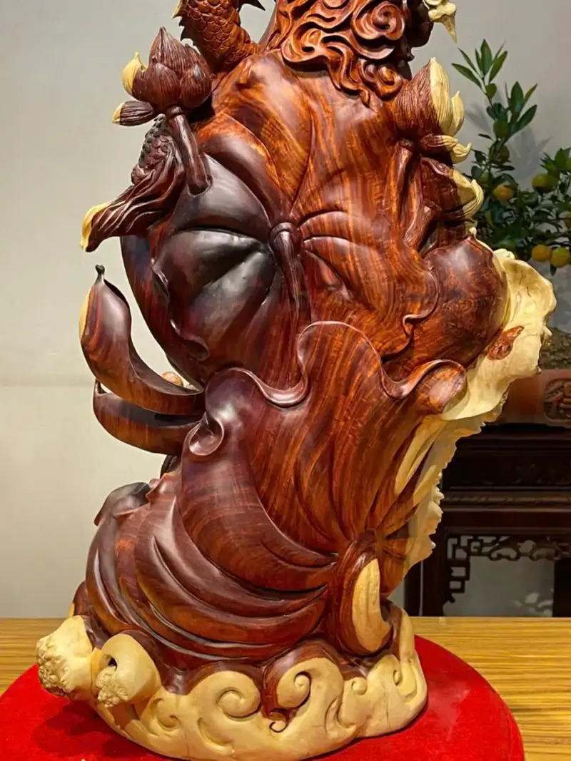 Tượng Phật Gỗ Nu Tử Đàn Cao 107cm