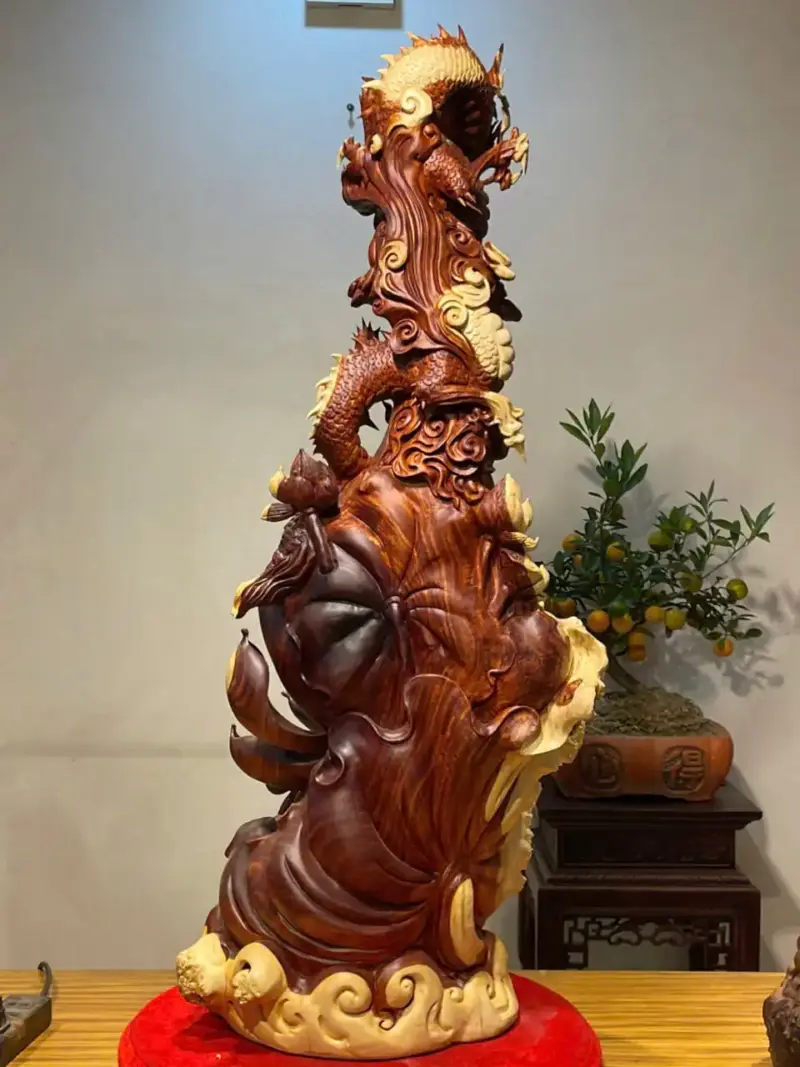 Tượng Phật Gỗ Nu Tử Đàn Cao 107cm