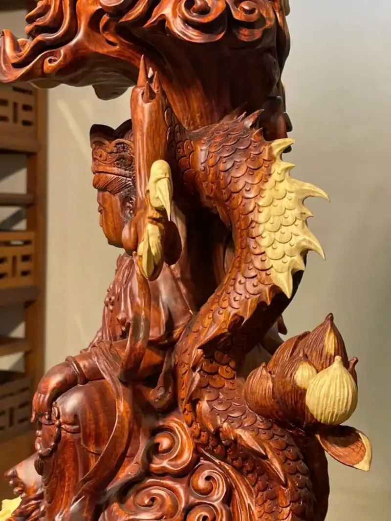 Tượng Phật Gỗ Nu Tử Đàn Cao 107cm