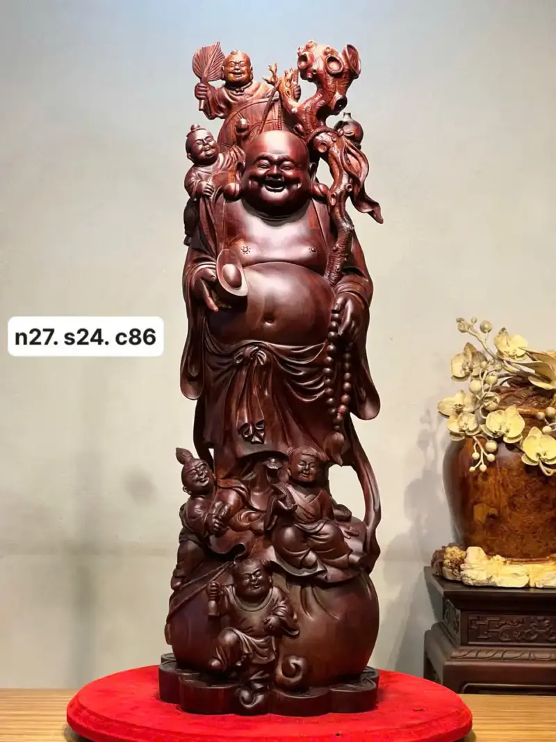 Tượng Di Lặc Gỗ Tử Đàn Cao 86cm
