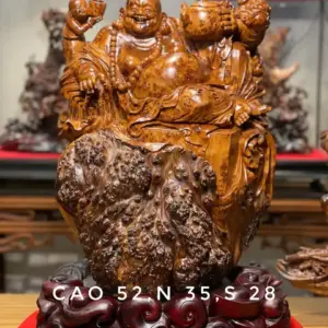 Tượng Di Lặc Gỗ Nu Ngọc Am Cao 60cm