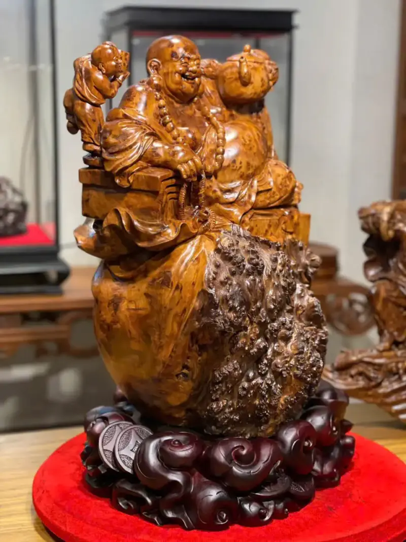 Tượng Di Lặc Gỗ Nu Ngọc Am Cao 60cm
