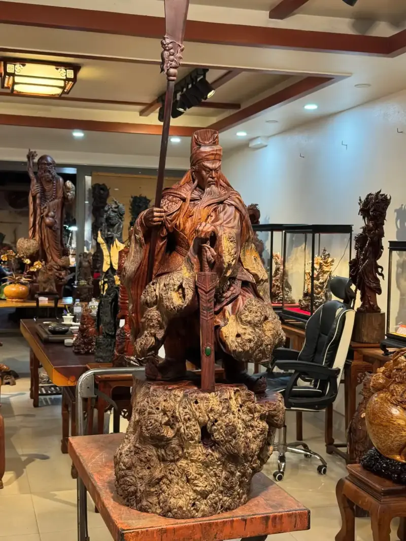 Tượng Quan Công Gỗ Nu Cẩm Cao 100cm