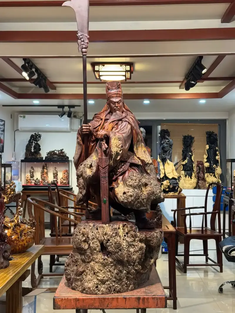 Tượng Quan Công Gỗ Nu Cẩm Cao 100cm