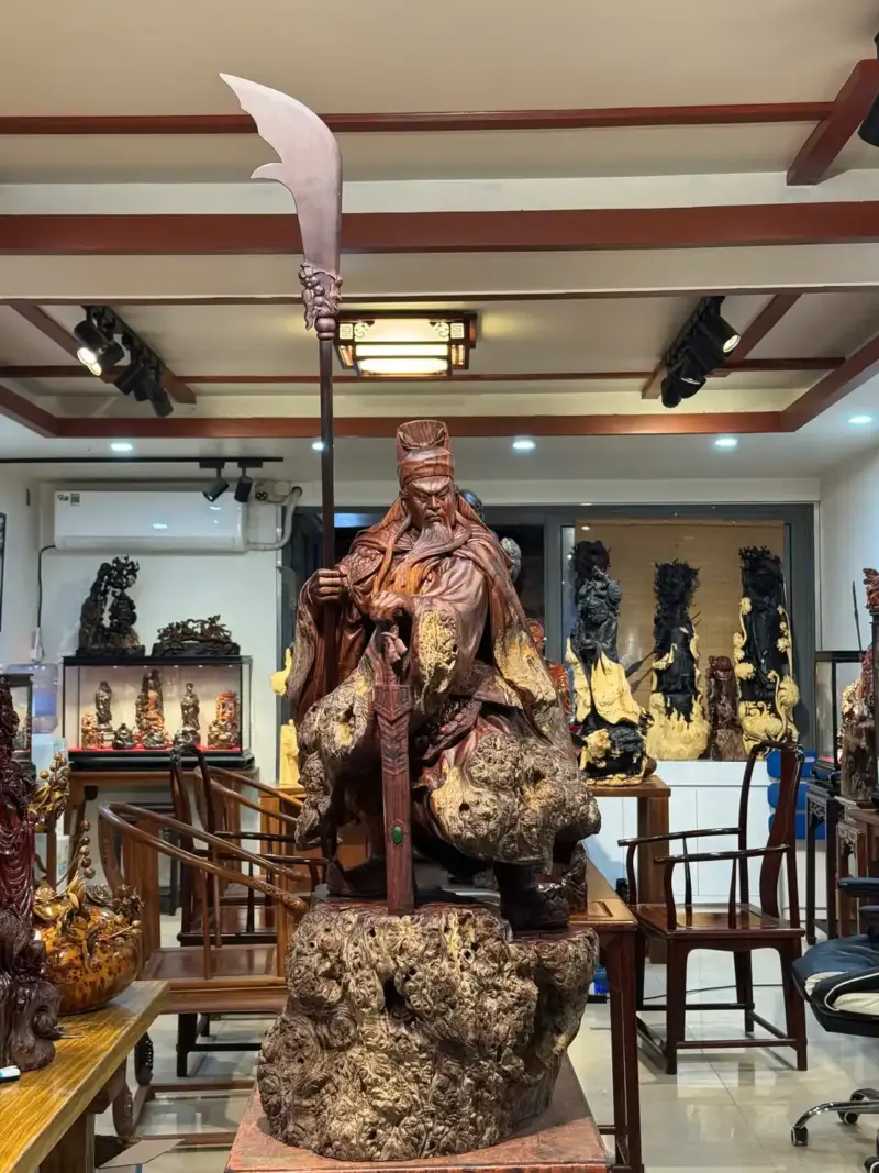 Tượng Quan Công Gỗ Nu Cẩm Cao 100cm