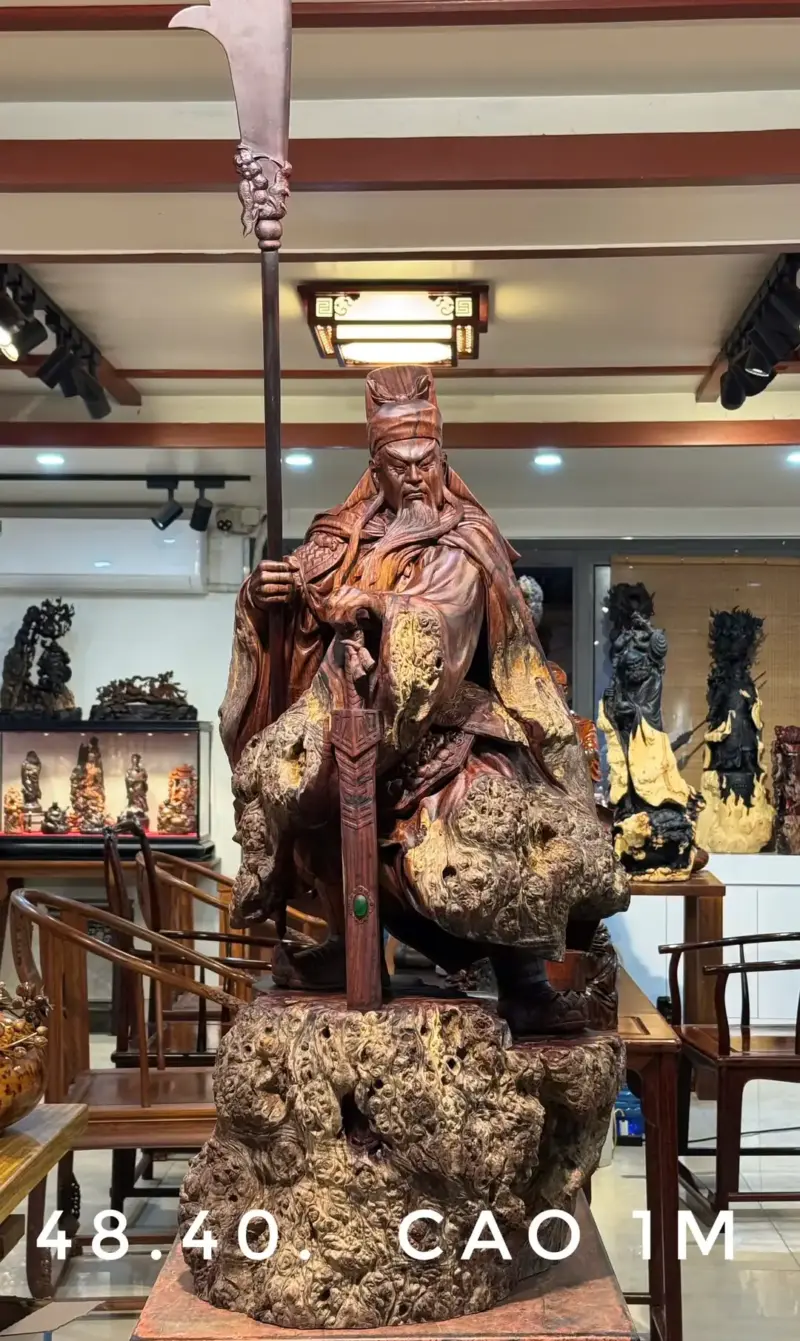 Tượng Quan Công Gỗ Nu Cẩm Cao 100cm