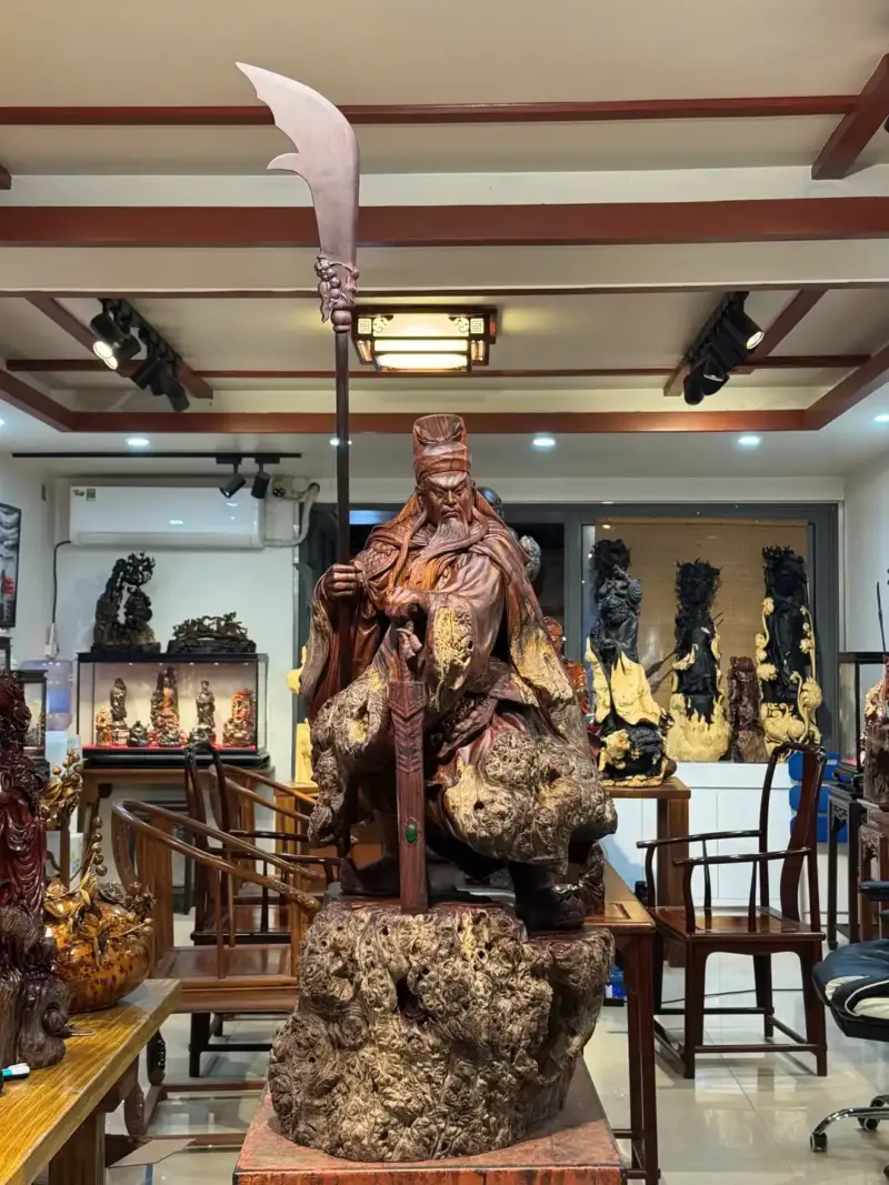 Tượng Quan Công Gỗ Nu Cẩm Cao 100cm