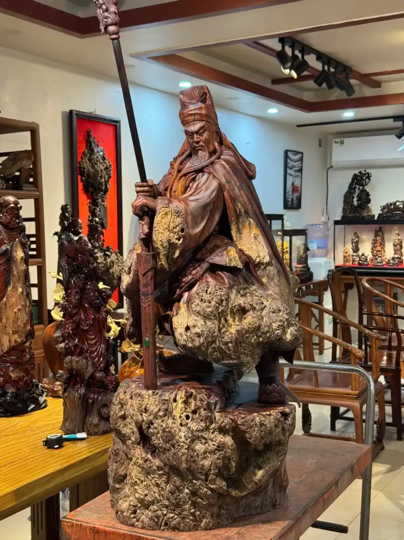 Tượng Quan Công Gỗ Nu Cẩm Cao 100cm