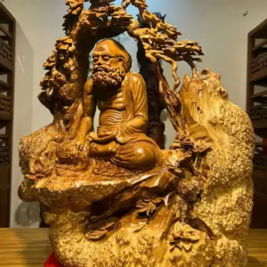 Tượng Cụ Đạt Ma Thiền Gỗ Nu Ngọc Am Cao 78cm