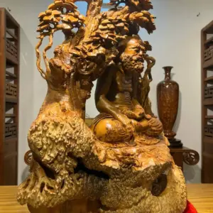 Tượng Cụ Đạt Ma Thiền Gỗ Nu Ngọc Am Cao 78cm