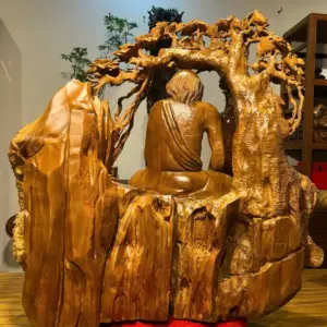 Tượng Cụ Đạt Ma Thiền Gỗ Nu Ngọc Am Cao 78cm