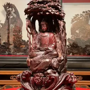 Tượng Phật A Di Đà Gỗ Tử Đàn Ấn Độ Cao 41cm