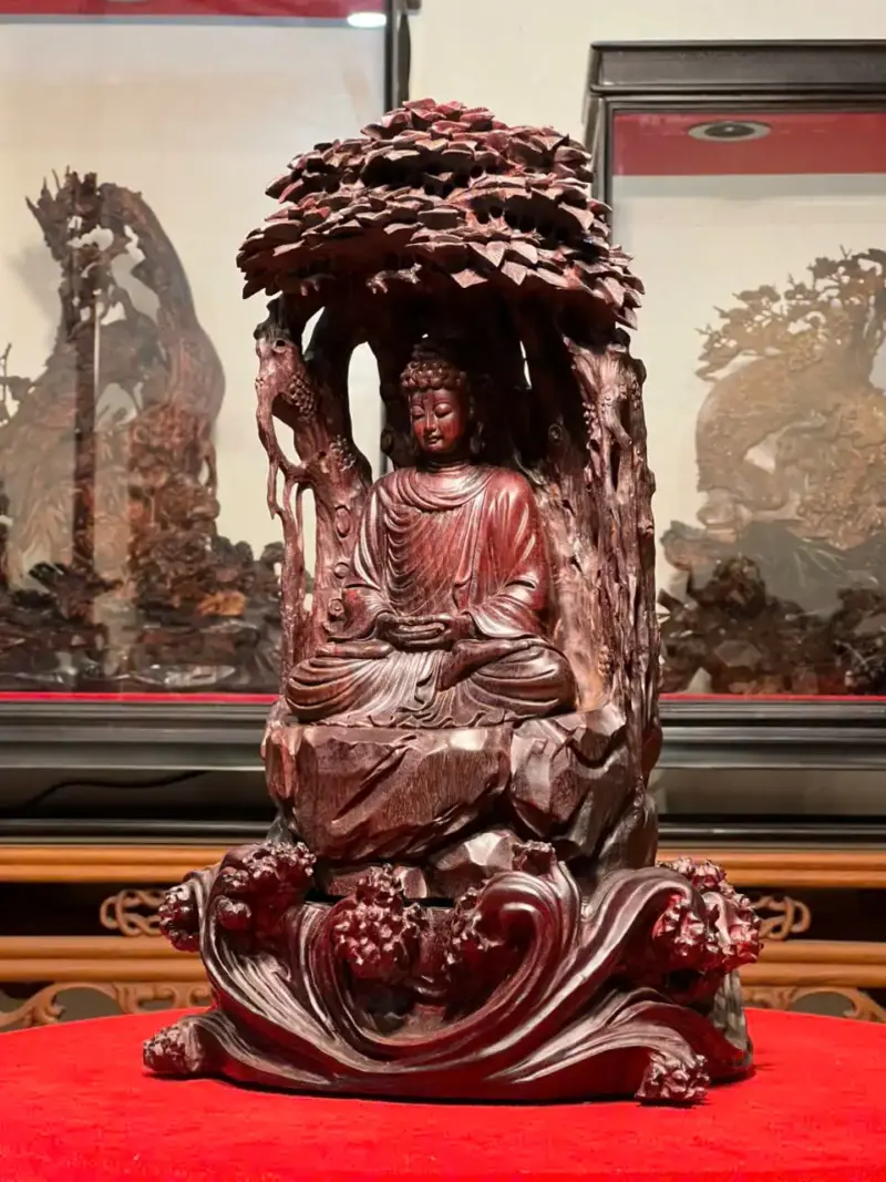 Tượng Phật A Di Đà Gỗ Tử Đàn Ấn Độ Cao 41cm