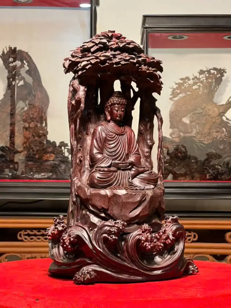 Tượng Phật A Di Đà Gỗ Tử Đàn Ấn Độ Cao 41cm