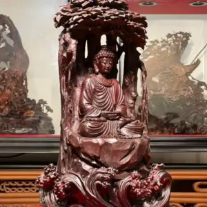 Tượng Phật A Di Đà Gỗ Tử Đàn Ấn Độ Cao 41cm